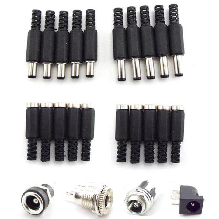 5-10pcs-dc-female-male-jack-socket-power-supply-plug-connectors-5-5mm-x-2-1mm-5-5x2-5mm-male-adapter-wire-5525-5521-terminal-wires-leads-adapters