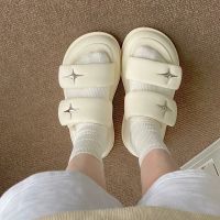 【July】 2023 high-end Internet celebrity slippers womens summer new style stepping on shit feeling seaside non-slip thick-soled outerwear sandals super soft