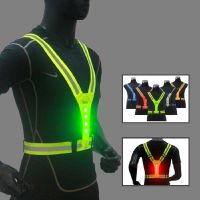 Safety Reflective Vest LED Running Light Adjustable Cycling Vest Night Warning Work Fishing Sports Vest Lights Reflectors