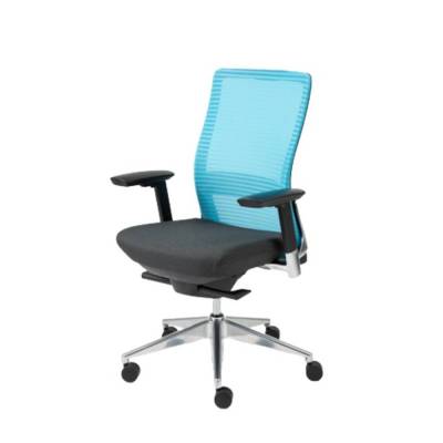 Modernform เก้าอี้สำนักงาน รุ่น Series15s เก้าอี้พนักกลาง แขนปรับได้ ขาALU เบาะผ้าดำพนัก/ตาข่ายฟ้า
