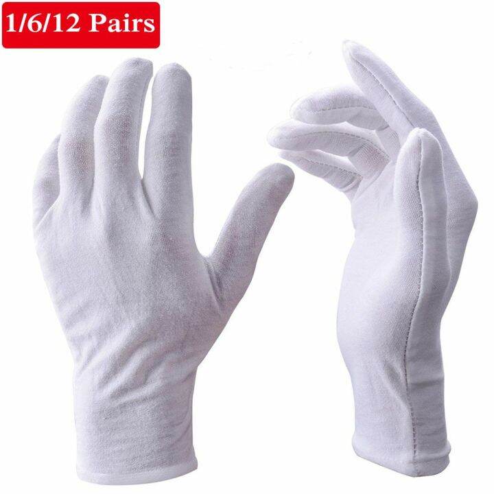 1/6/12 pairs White Cotton Gloves quality inspection gloves work Labor