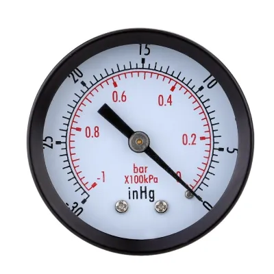 Pressure Gauge - 0 - -30inHg 0 - -1 bar Mini Dial Air vacuum pressure gauge pressure gauge pressure gage vacuum manometer dual scale Black