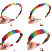 Wanita Musim Gugur Mencuci Wajah Mewah Headband Rainbow Bergaris Elastis Styling Rambut Hoop 634C