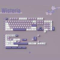 1เซ็ต GMK Wisteria Keycaps PBT 5ด้านสีย้อมตัวครอบปุ่มคีย์บอร์ดสำหรับคีย์บอร์ดแบบกลไก64 68 96 980กุญแจโปรไฟล์เชอร์รี่