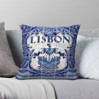 [FAZOZO Home Textile Store] Portugal Lisbon Lisboa Azulejo กระเบื้องสี่เหลี่ยมปลอกหมอนโพลีเอสเตอร์ผ้าลินินกำมะหยี่สร้างสรรค์มีซิปตกแต่งปลอกหมอนเตียง