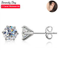 Serenity วันหกกรงเล็บ D สี2กะรัตคู่ Moissanite ต่างหูสตั๊ดสำหรับผู้หญิงเครื่องประดับจัดงานแต่งงาน S925เงินสเตอร์ลิงเครื่องประดับ Fine