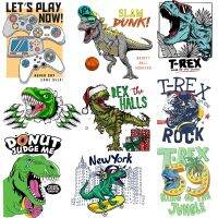 Hip-Hop Dinosaur Patch Heat Thermal Transfer For Clothing Stickers DIY Cartoon Animal Applique Iron-on Transfers For Clothes