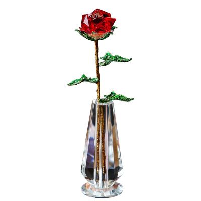 คริสตัลรูปดอกกุหลาบ4สีงานฝีมือที่ทับด้วยแก้วของขวัญวันวาเลนไทน์แต่งงานเครื่องประดับตกแต่งบ้านโต๊ะ Heyuan ในอนาคต
