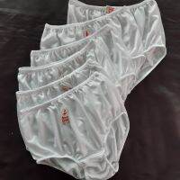 กางเกงในผู้หญิง/ผู้ชาย เต็มตัว แพ็ค ุ6 ตัว สีขาว ไซส์ M  White Woman&amp;Man Underwear Nylon Full Briefs ผ้าไนล่อน  สะโพก 28"-36" รอบเอว  สวมใส่สบาย