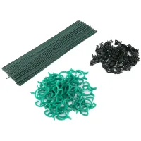 150Pcs Plant Supports Set with 50 Plant Support Sticks Stakes 50 Plant Support Clips and 50 Orchid Clips