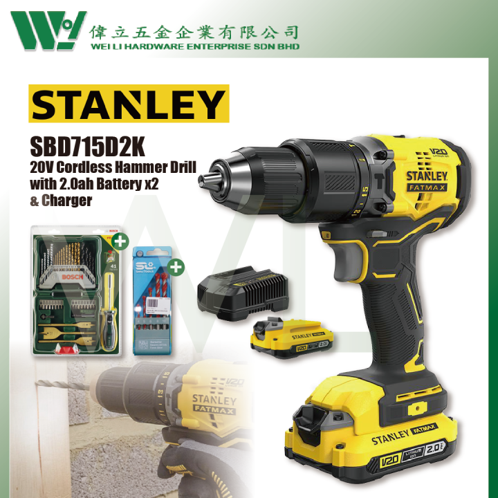 STANLEY SBD715D2K 20V Fatmax Brushless Hammer Drill Come With 2.0