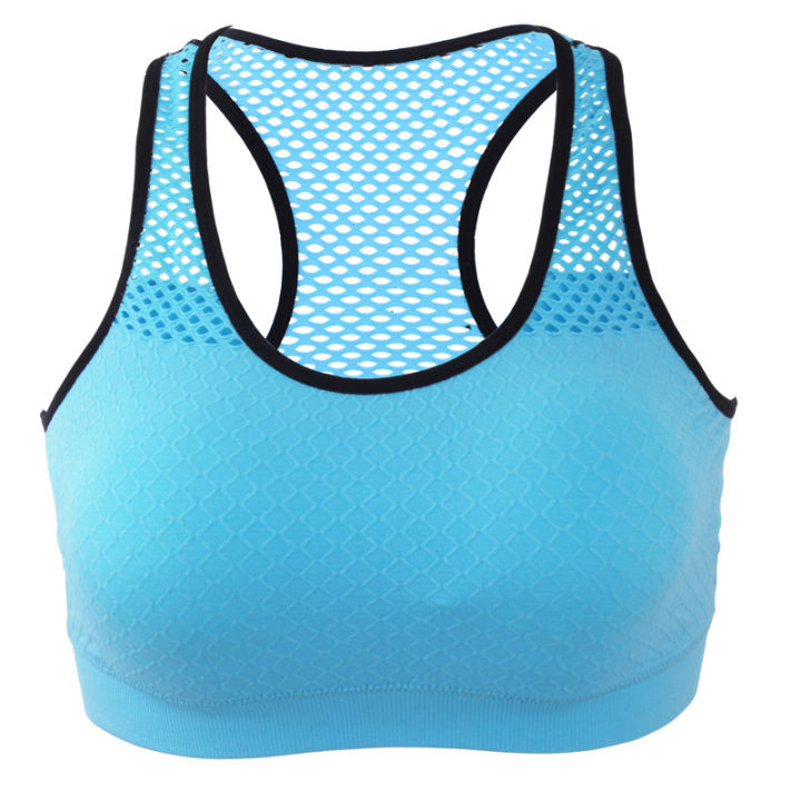 Quick Dry Mesh Sports Bras for Women Wireless Push Up Sports Bra Top Shockproof Fitness Gym Bra Removable Padded Yoga Bra