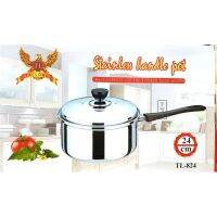 STAINLESS HANDLE POT TL-824 หม้อต้มอุ่นอาหารมีฝาปิด พร้อมหุจับ TAILONG ขนาด 24 cm หูจับพลาสติก 18 cm รุ่น TL-824(เงิน)