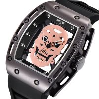 ⌚♀✼♨ XINEW Watch Mens Rubber Band Sports Watch Skull Hollow Watch New Quartz Watch