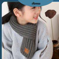 ALENNA ใหม่ ป้ายหนัง อบอุ่น ผ้าพันคอ คอถัก ผ้าพันคอ สีบริสุทธิ์