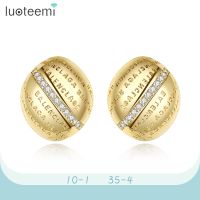 [HOT ZUQIOULZHJWG 517] LUOTEEMI Big Gold สีรูปไข่ Half Ball Stud ต่างหูประโยคสำหรับหญิงสาวแฟชั่นเครื่องประดับของขวัญเพื่อนเทรนด์ใหม่