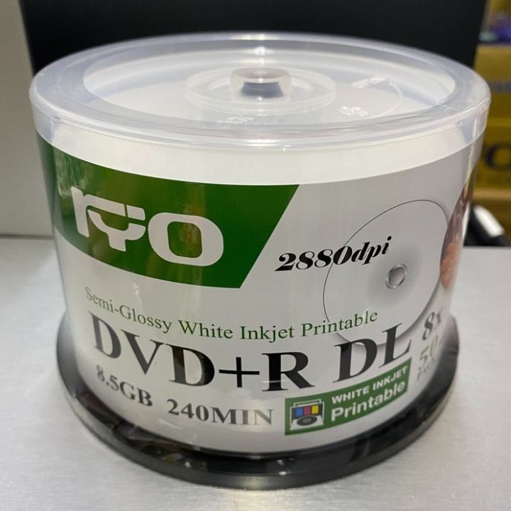 dvd-r-dl-8-5gb-ryo-8x-white-semi-glossy-inkjet-printable-pack-50