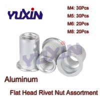 100Pcs/Set M4 M5 M6 M8 Aluminum Alloy Rivnut Flat Head Threaded Rivet Insert Nutsert Cap Rivet Nut Assortment