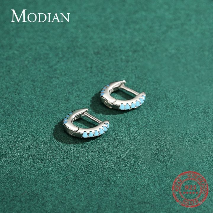 mm75-modian-silver-turquoise-tiny-ต่างหูแฟชั่น925เงินสเตอร์ลิงประณีตขนาดเล็ก-hoop-ต่างหูสำหรับผู้หญิง-gir-เครื่องประดับ