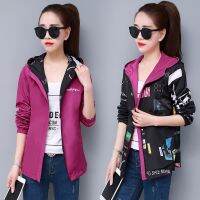 ☾ 2022 New Jacket Streetwear Hooded Printed Coat Causal Windbreaker Female Reversible baseball Zippers 4XL