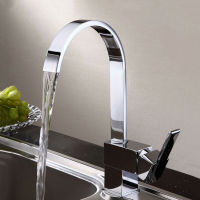 Hot&amp;Cold Water Kitchen Sink Taps 360 Rotation Single Holder Faucets Swivel Square Mixer Taps Home Improvement Bathroom Accessory