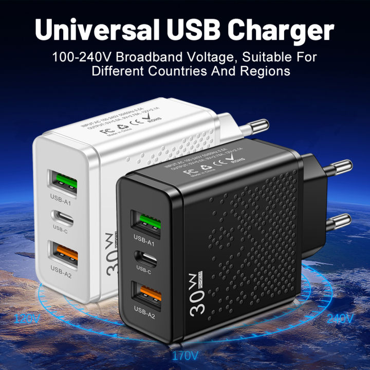 pd-2usb-30w-universal-fast-charger-3พอร์ต-type-c-เครื่องชาร์จศัพท์มือถือสำหรับ-samsung-s22-21-xiaomi-14-13-quick-charger-3-0