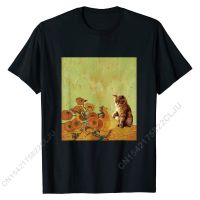 Sunflowers By Vincent Van Gogh And Funny Cat Art Meme T-Shirt Cute Men T Shirts Simple Style Tops &amp; Tees Cotton Custom