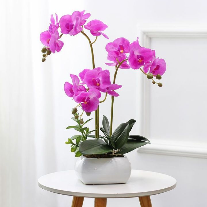 hot-ดอกไม้ปลอมดอกไม้ประดิษฐ์กล้วยไม้ผีเสื้ออ่างสี่เหลี่ยม-pu-สัมผัสดอกไม้กระถางห้องนั่งเล่นโต๊ะกาแฟดอกไม้ดอกไม้ตกแต่งบนโต๊ะอาหาร