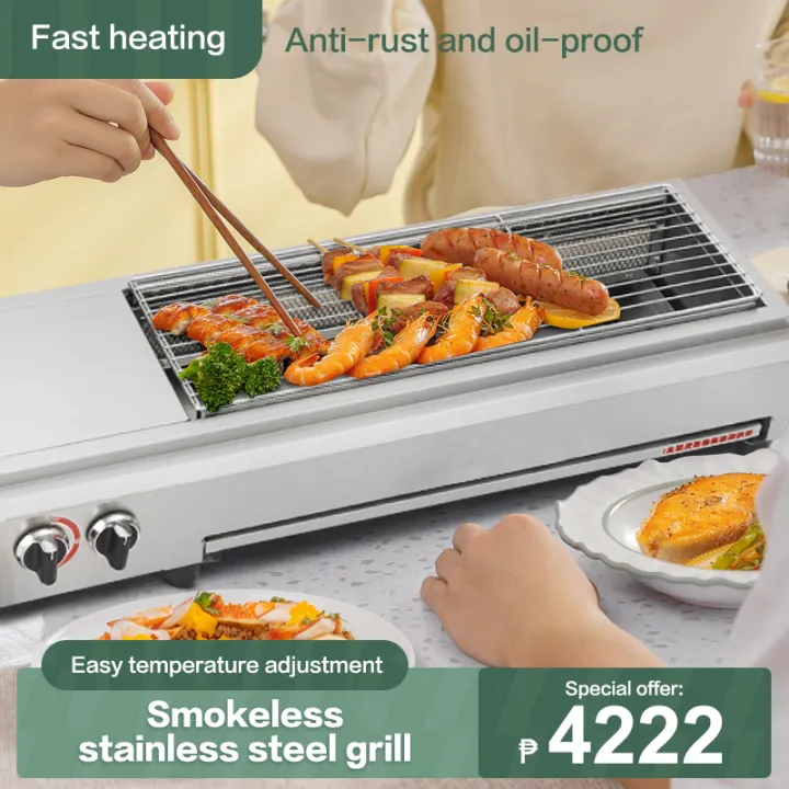 Gas Griller Stainless Steel Commercial BBQ butane gas stove Grill Large Portable Windproof