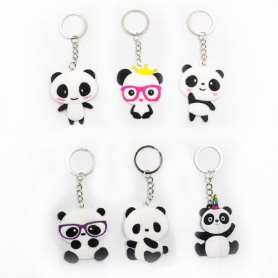 Cute Panda Pvc Keychains Cartoon Charms Keychain Key Rings For Boy Girls Diy Party Gifts Key Holder Accessories Key Chains