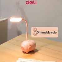 Ifaydp ขายดี - /ใจกว้าง♨ื่น Deli USB โคมไฟ LED แบบพับได้โต๊ะชาร์จได้หรี่แสงได้ที่วางปากกาอ่านหนังสือตอนกลางคืน