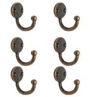 Lot 6pcs Retro Coat Hat Hook Door Wall Hanger Alloy 35 x 30mm -Bronze