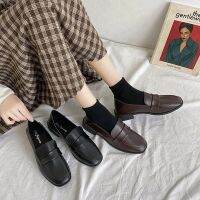 LANCESHOES Kasut perempuan Raya 2023 Size 35-42 Womens Small Leather Shoes British Thick Heel Loafers