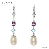 Lenya Jewelry ต่างหูเงินแท้ 925 ชุบด้วยทองคำขาว ดีไซน์น่ารัก เพิ่มความหรูเล็กๆ