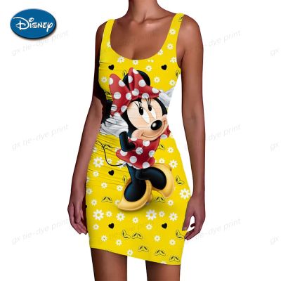 Sexy Shoulder Strap Strap Mini Dress Disney Mickey Mouse Printed Womens Tight Club Party Dress 2023 Summer New Tank Top S-5XL