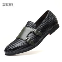 XueChur แฟชั่นชายคู่รองเท้า PU หนังผสมสีรองเท้าออกซ์ฟอร์ดอย่างเป็นทางการ Slip-On รองเท้าชุดเดรส รองเท้าโลฟเฟอร์ลำลอง48