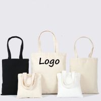 100Pcs Eco-Friendly High Reusable Natural Color Canvas Cotton Tote Bag With Custom Logo Printed