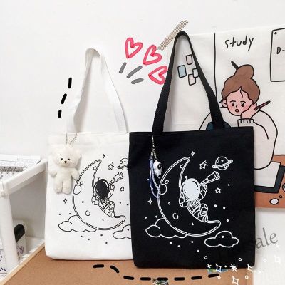 【hot sale】☒﹍ C16 Las Handbag Canvas Shoulder Bag Cotton Bag Solid Color Print Cute Large Capacity Canvas Bag with Zipper