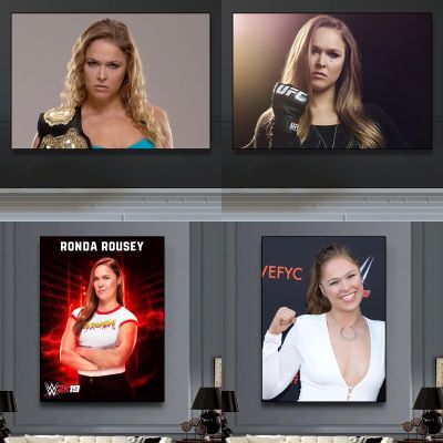 ภาพ Judoka ของผู้หญิงอเมริกันผ้าใบวาดภาพ Ronda Rousey โปสเตอร์และภาพศิลปะบนผนังสำหรับห้องนั่งเล่นการตกแต่งบ้านไร้กรอบเฮหยวนในอนาคต