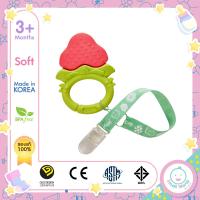 Ange อังจู ของเล่นเสริมพัฒนาการ สำหรับเด็กวัย 3 เดือน ยางกัดสตอรวงกลม Strawberry Ring Teether (สินค้าของแท้ มี มอก.) - คลิปกันหล่น ซิลิโคน