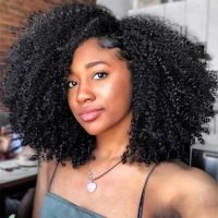 【YD】 Afro Kinky Curly Wig Human Hair Short Wigs Woman And Soft4B 4C Machine Made