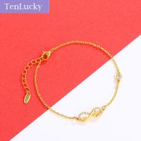 Tenlucky แฟชั่นเกาหลีชุบทองสีเครื่องประดับ สร้อยข้อมือ สร้อยข้อมือโซ่บางเครื่องประดับหวานสำหรับของขวัญผู้หญิงผู้หญิง