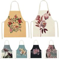 Kitchen Apron For Men Kitchen Aprons For Women Cotton Linen Bibs  Camp Chef Apron Rose Pattern Cleaning Pinafore Home Custom Bib