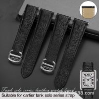 ✗₪ Genuine Leather Strap For Cartier Tank Solo Series Lichee Pattern Leather Men And Women Watch Band 17 20 22 23 24 25mm