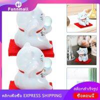 Funnmall 2pcs เดสก์ท็อปแมวตกแต่งรูปปั้นขนาดกะทัดรัดเซรามิกแมวเครื่องประดับรูปปั้นลูกแมวรูปปั้นลูกแมว