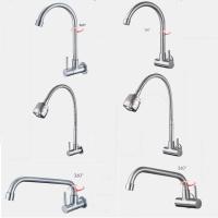 G1/2 304 Stainless Steel Brushed Kitchen Basin Faucet Wall Mounted Single Cold Water Sink Tap 360 ° Spin Bathroom Lengthen Tap