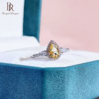 [HEME LL] Bague Ringen Simple Gemstone Ring Women 39;s Trendy fashion jewelry Water Drop Pear Shaped Yellow Zircon Size6 10 Gift Wholesale