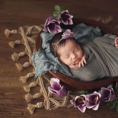 ﺴ okhnxs Chegada de novo! 65x35cm fotografia recém-nascido adereços naturais handwoven juta cesta cobertor para o bebê foto shoot acessórios
