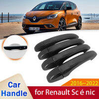 AFit สำหรับ Renault Scenic 4 MK4 IV 2016 ~ 2022 Gloss สีดำประตู Handle Cover รถอุปกรณ์เสริมภายนอกจัดแต่งทรงผมกันสนิมสติกเกอร์ TrimM