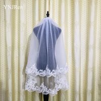 New two layer White Ivory Short Wedding Veils Lace Fingertip Long wedding accessories Cheap Voile Bridal Veils With Comb Hair Accessories